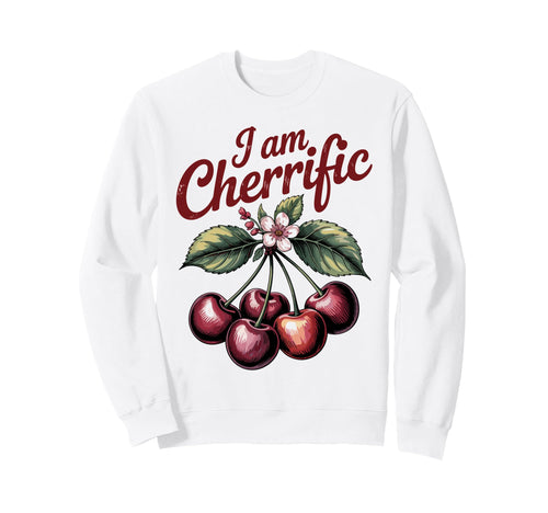 Cherry Boho I Am Cherrific Pun Cherry Sweatshirt - Minimalist Print Unisex - T-Shirt, Sweatshirt, Hoodie