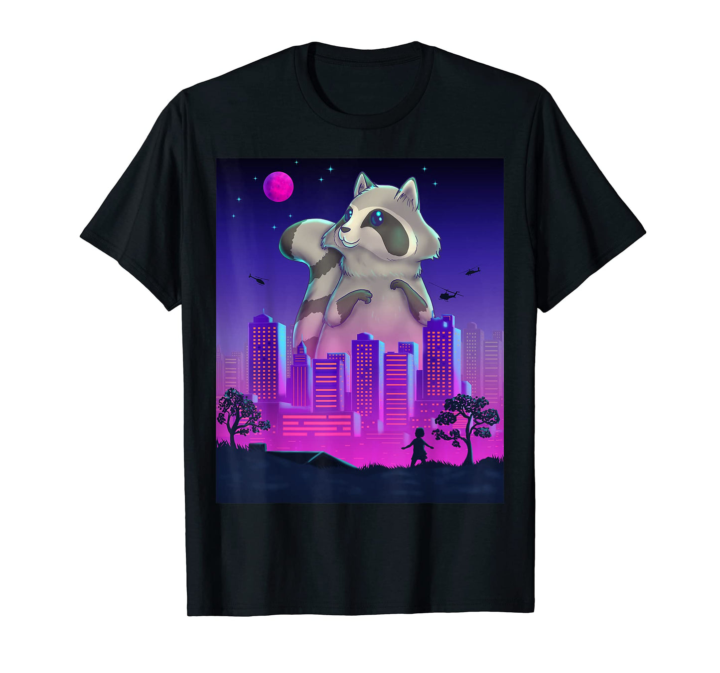 Giant Raccoon Vaporwave Synthwave T-Shirt - Aesthetic Graphic Unisex - T-Shirt, Sweatshirt, Hoodie