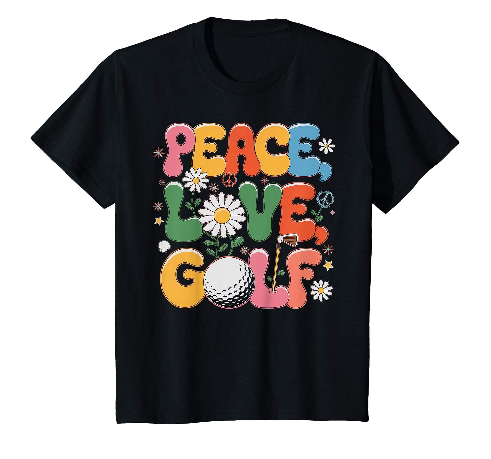 Peace Love Golf 60S 70S Hippie Golfer T-Shirt - Aesthetic Graphic Unisex - T-Shirt, Sweatshirt, Hoodie