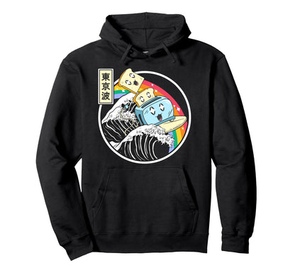 Toaster Surfing Great Wave Kawaii Hoodie - Fun Novelty Design Unisex - T-Shirt, Sweatshirt, Hoodie