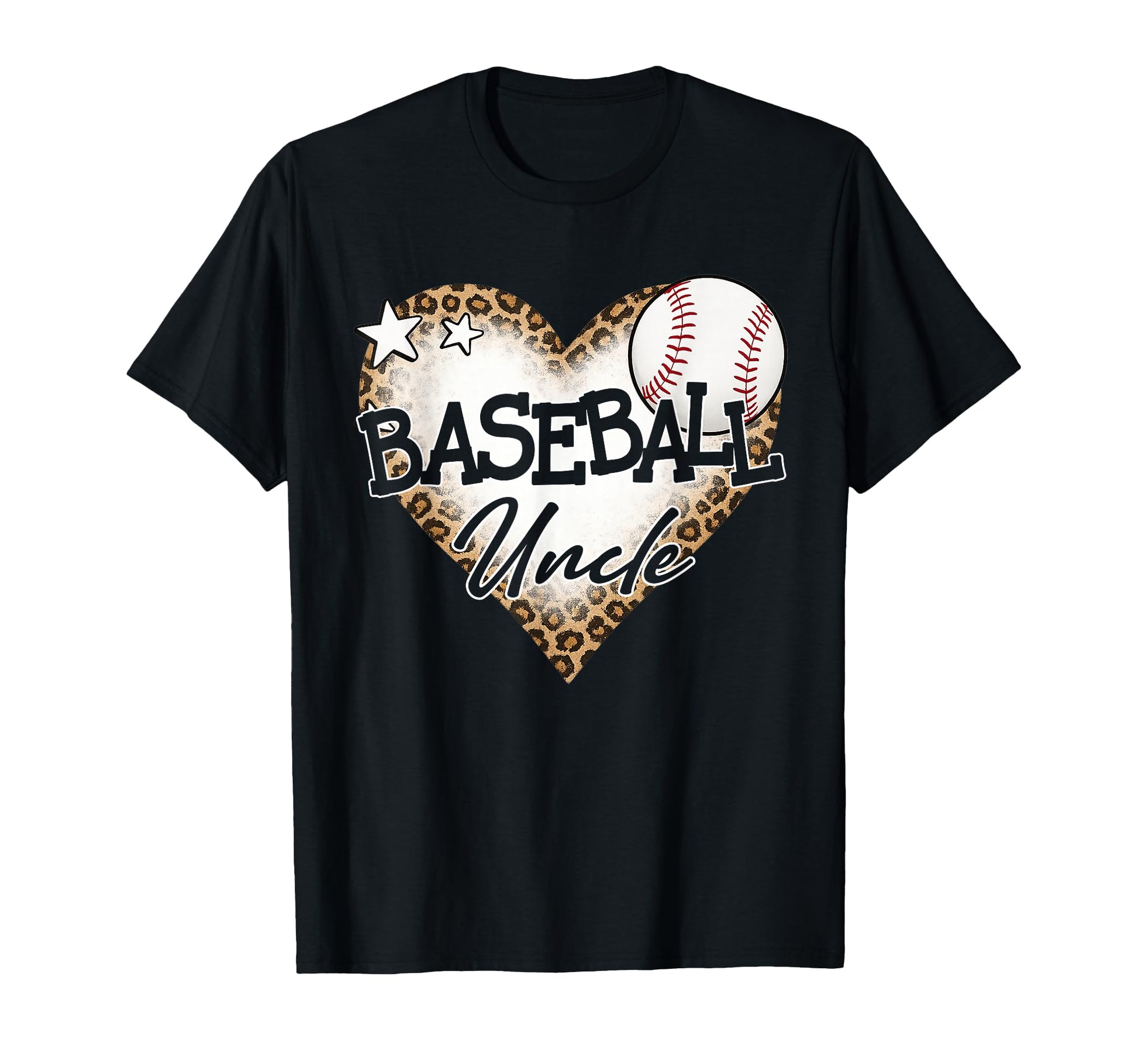 Baseball Uncle Leopard Heart Baseball T-Shirt - Novelty Apparel for Adults - T-Shirt, Sweatshirt, Hoodie