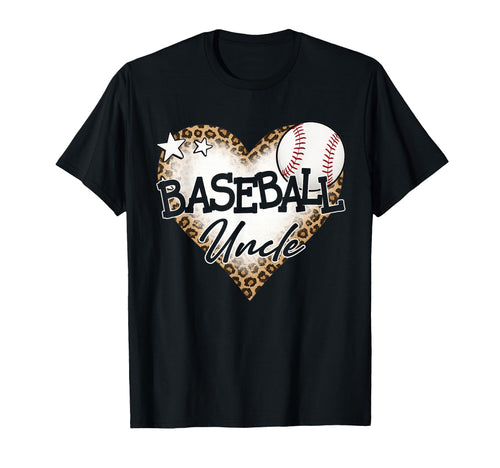 Baseball Uncle Leopard Heart Baseball T-Shirt - Novelty Apparel for Adults - T-Shirt, Sweatshirt, Hoodie