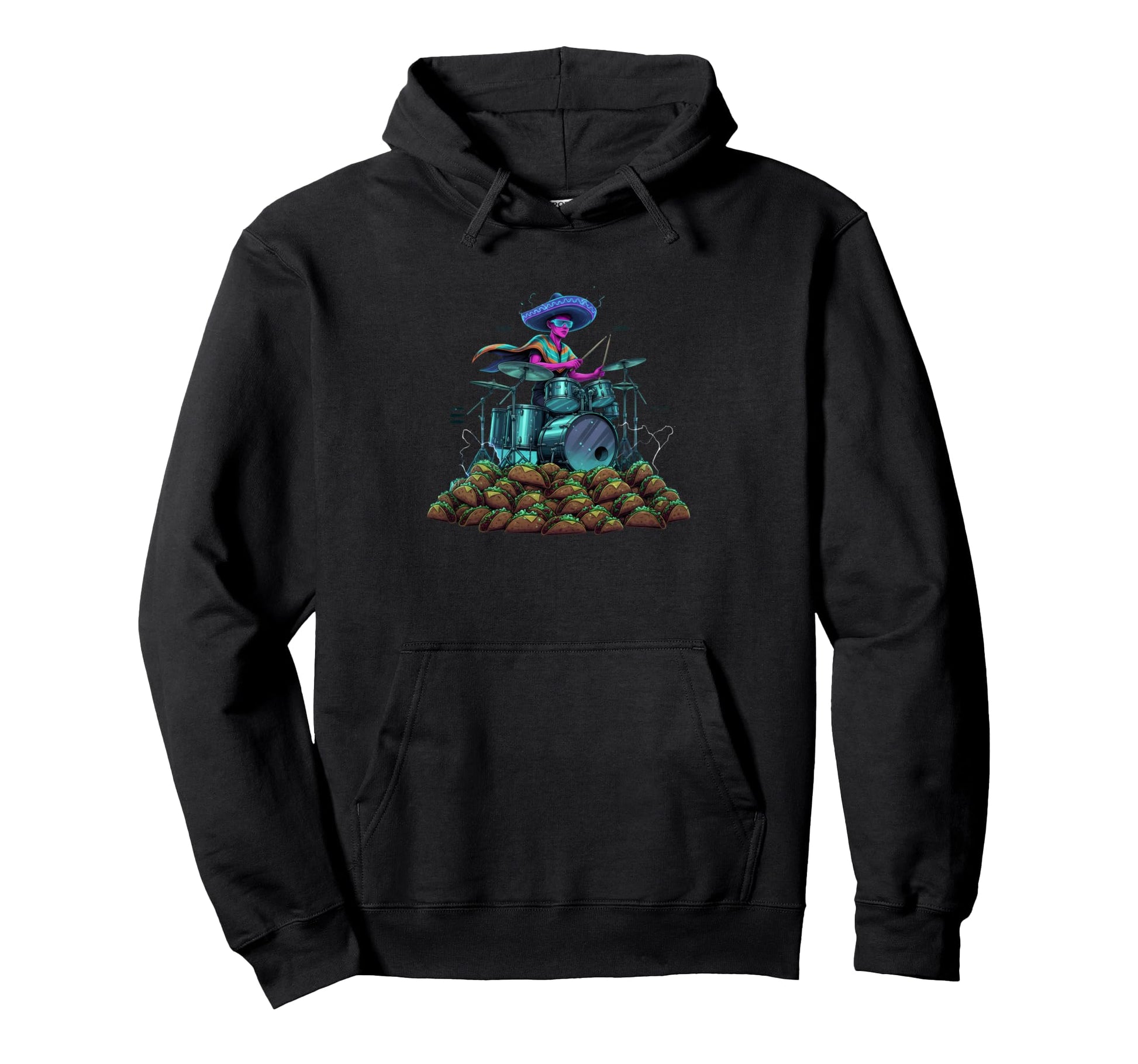 Cinco De Mayo Drum Player Drummer Cyber Hoodie - Unique Graphic for Adults - T-Shirt, Sweatshirt, Hoodie