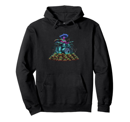 Cinco De Mayo Drum Player Drummer Cyber Hoodie - Unique Graphic for Adults - T-Shirt, Sweatshirt, Hoodie