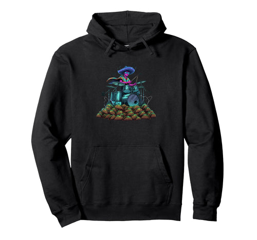 Cinco De Mayo Drum Player Drummer Cyber Hoodie - Unique Graphic for Adults - T-Shirt, Sweatshirt, Hoodie