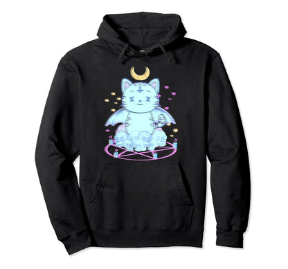 Vaporwave Kawaii Pastel Goth Creepy Cat Hoodie - Streetwear Style Unisex - T-Shirt, Sweatshirt, Hoodie