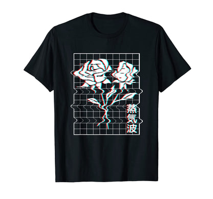 Japan Aesthetic Vaporwave Roses Glitch T-Shirt - Novelty Apparel Unisex - T-Shirt, Sweatshirt, Hoodie