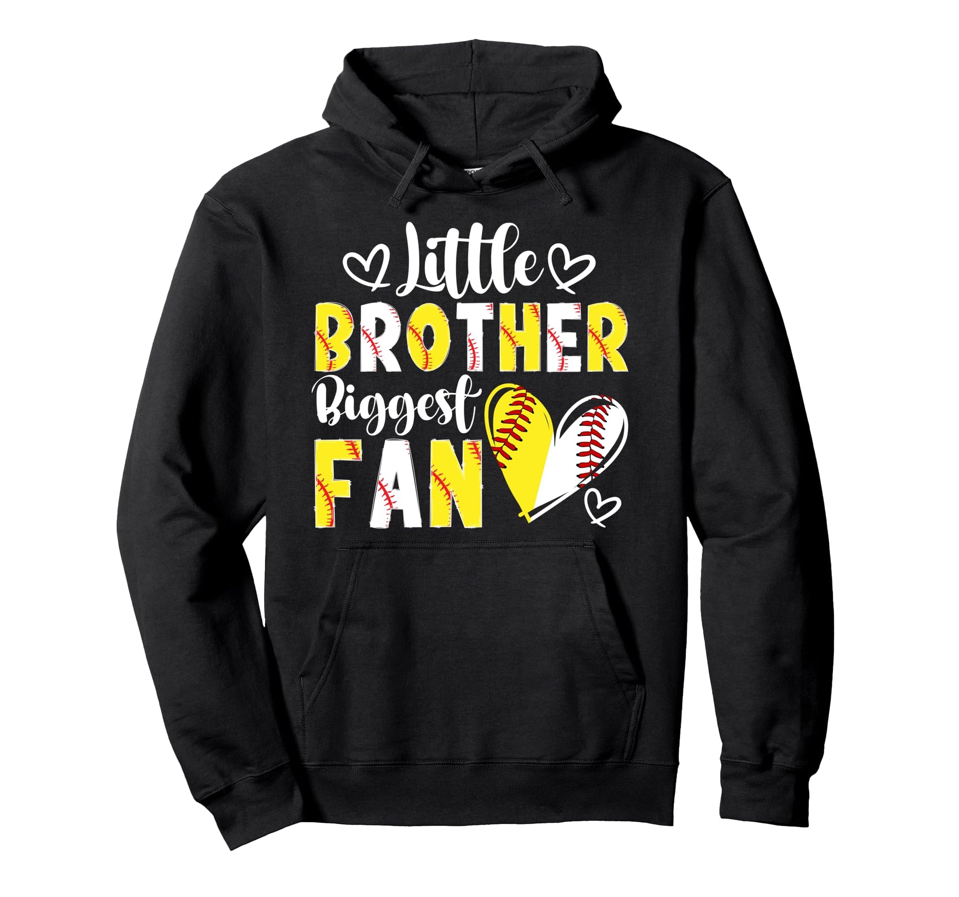 Little Brother Biggest Fan Baseball Hoodie - Casual Everyday Wear Unisex - T-Shirt, Sweatshirt, Hoodie