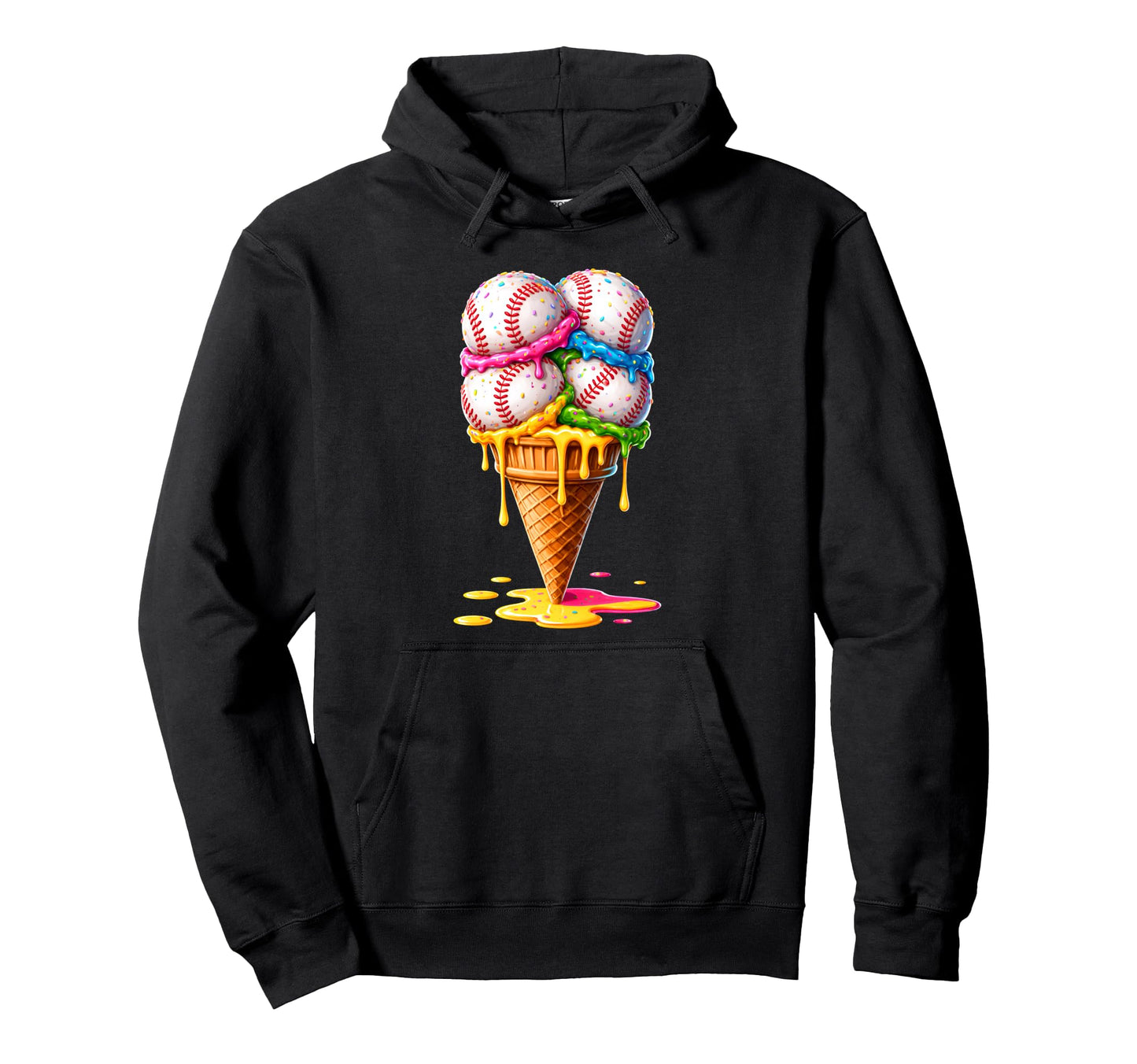 Dripping Baseball Sprinkles Ice Cream Hoodie - Streetwear Style Unisex - T-Shirt, Sweatshirt, Hoodie