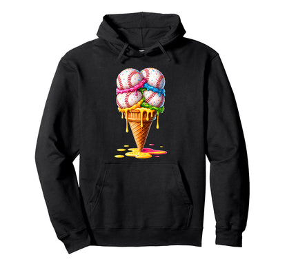 Dripping Baseball Sprinkles Ice Cream Hoodie - Streetwear Style Unisex - T-Shirt, Sweatshirt, Hoodie