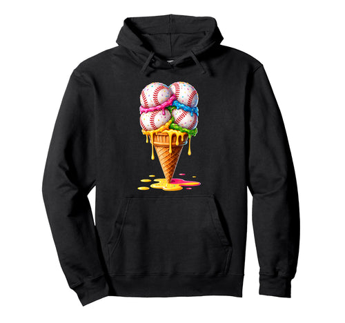 Dripping Baseball Sprinkles Ice Cream Hoodie - Streetwear Style Unisex - T-Shirt, Sweatshirt, Hoodie