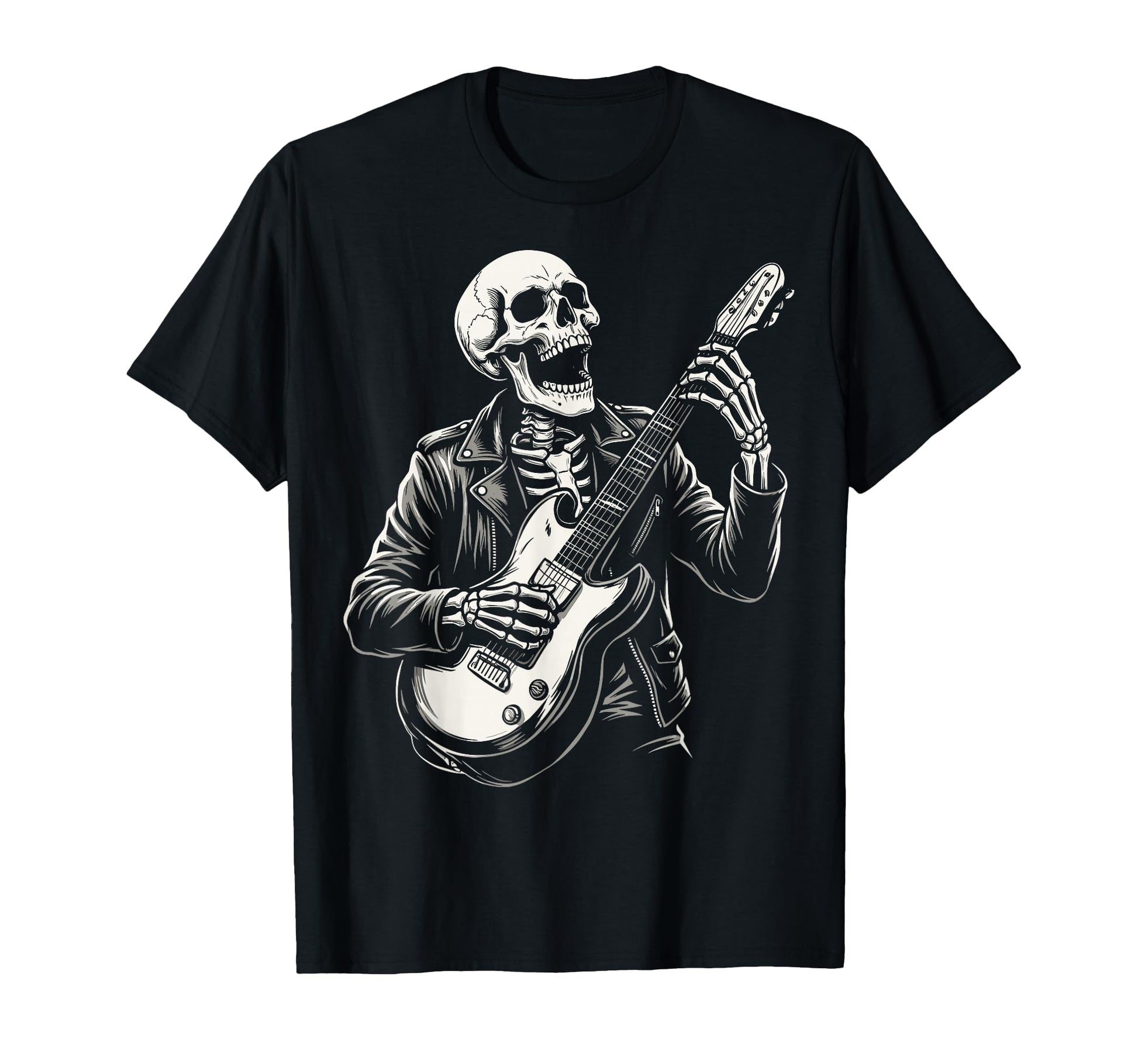 Funny Skeleton Playing Guitar Heavy Metal T-Shirt - Novelty Apparel Unisex - T-Shirt, Sweatshirt, Hoodie