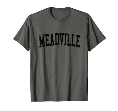 Meadville Pa Distressed Black Varsity T-Shirt - Graphic Print for Adults - T-Shirt, Sweatshirt, Hoodie