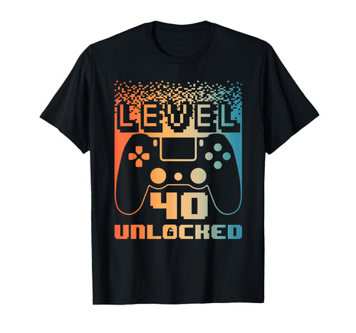 40Th Birthday Level 40 Unlocked T-Shirt - Aesthetic Graphic Men Women - T-Shirt, Sweatshirt, Hoodie