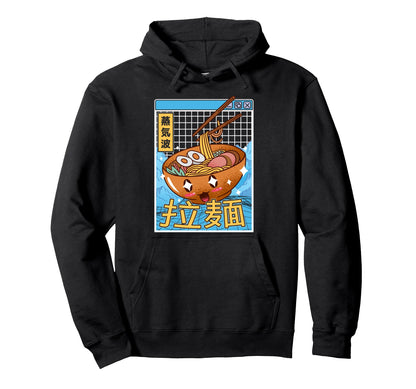 Happy Ramen Bowl Digital Japan Otaku Hoodie - Graphic Print Men Women - T-Shirt, Sweatshirt, Hoodie