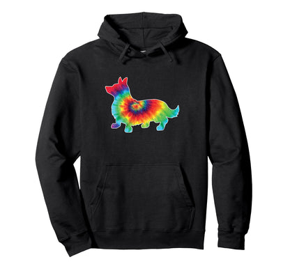 Rainbow Tie Dye Pembroke Welsh Corgi Hoodie - Streetwear Style Unisex - T-Shirt, Sweatshirt, Hoodie