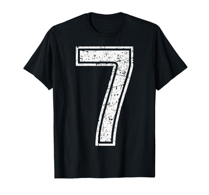 White Sports Team Number 7 T-Shirt - Aesthetic Graphic Unisex - T-Shirt, Sweatshirt, Hoodie