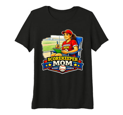 Womens Baseball Mom Funny Scorekeeper T-Shirt - Trendy Graphic for Adults - T-Shirt, Sweatshirt, Hoodie