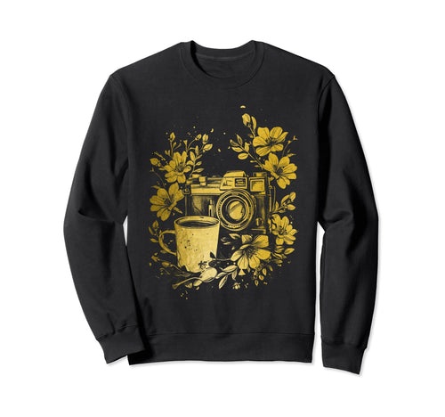 Photographer Coffee Camera Flowers Sweatshirt - Fun Novelty Design Unisex - T-Shirt, Sweatshirt, Hoodie