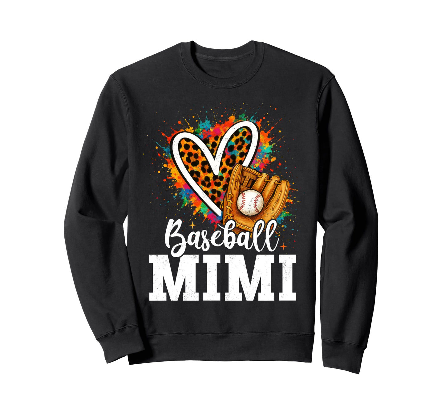 Baseball Mimi Grandma Leopard Heart Sweatshirt - Trendy Graphic Men Women - T-Shirt, Sweatshirt, Hoodie