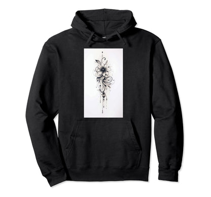 Flowers Black And White Sketch Art Hoodie - Fun Novelty Design for Adults - T-Shirt, Sweatshirt, Hoodie