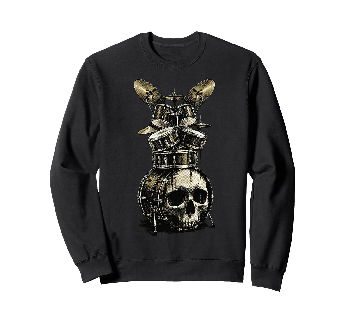 Skull Drum Set Rock Music Sweatshirt - Fun Novelty Design for Adults - T-Shirt, Sweatshirt, Hoodie