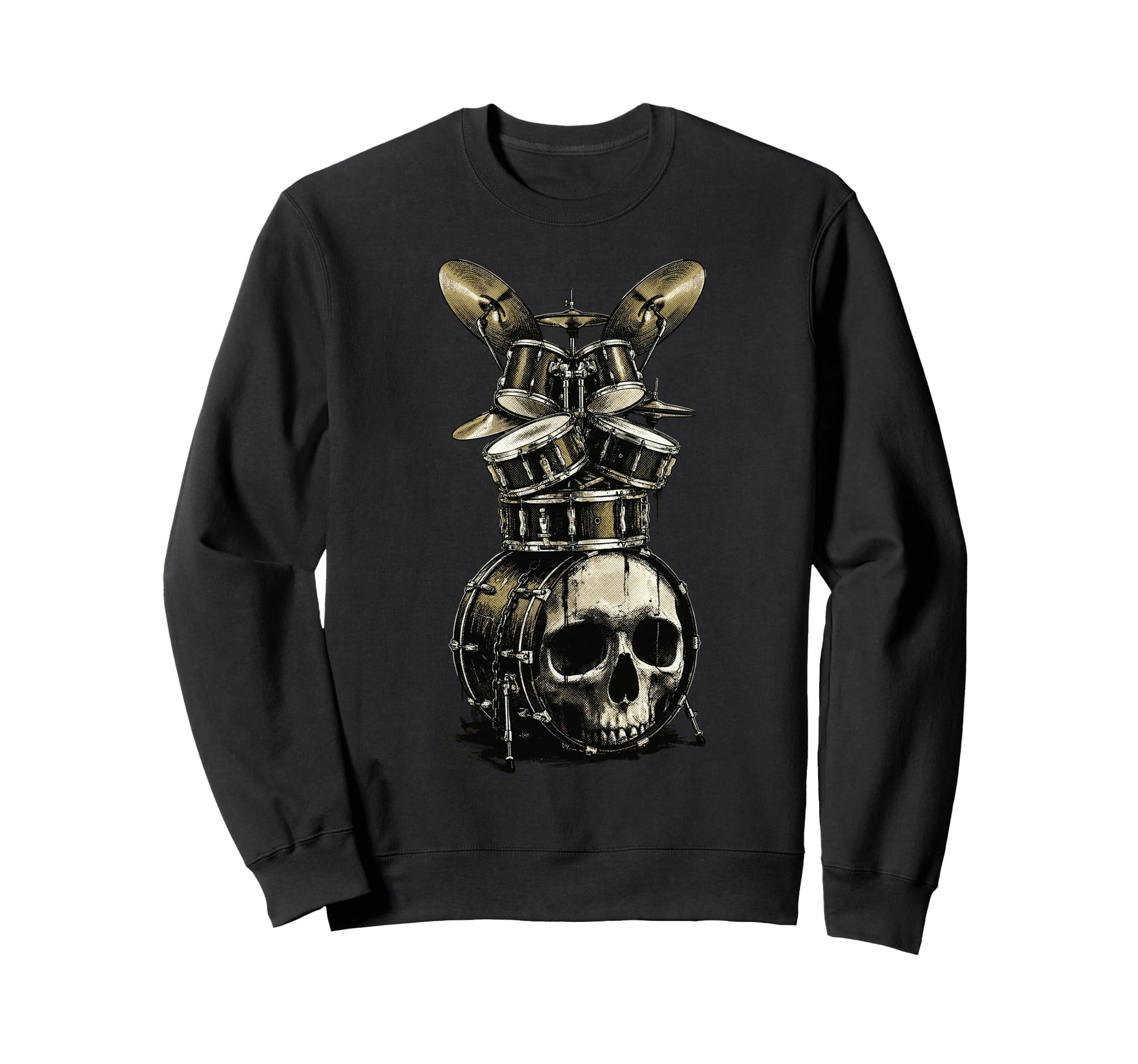 Skull Drum Set Rock Music Sweatshirt - Fun Novelty Design for Adults - T-Shirt, Sweatshirt, Hoodie