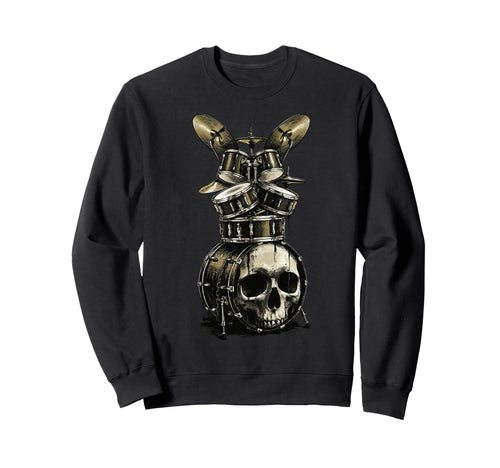 Skull Drum Set Rock Music Sweatshirt - Fun Novelty Design for Adults - T-Shirt, Sweatshirt, Hoodie