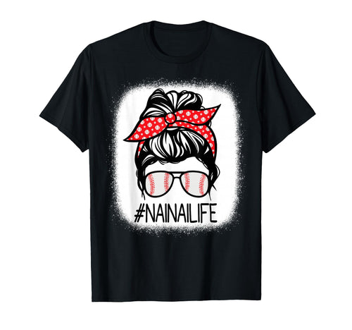 Nainai Bleached Messy Bun Baseball T-Shirt - Novelty Apparel Unisex - T-Shirt, Sweatshirt, Hoodie