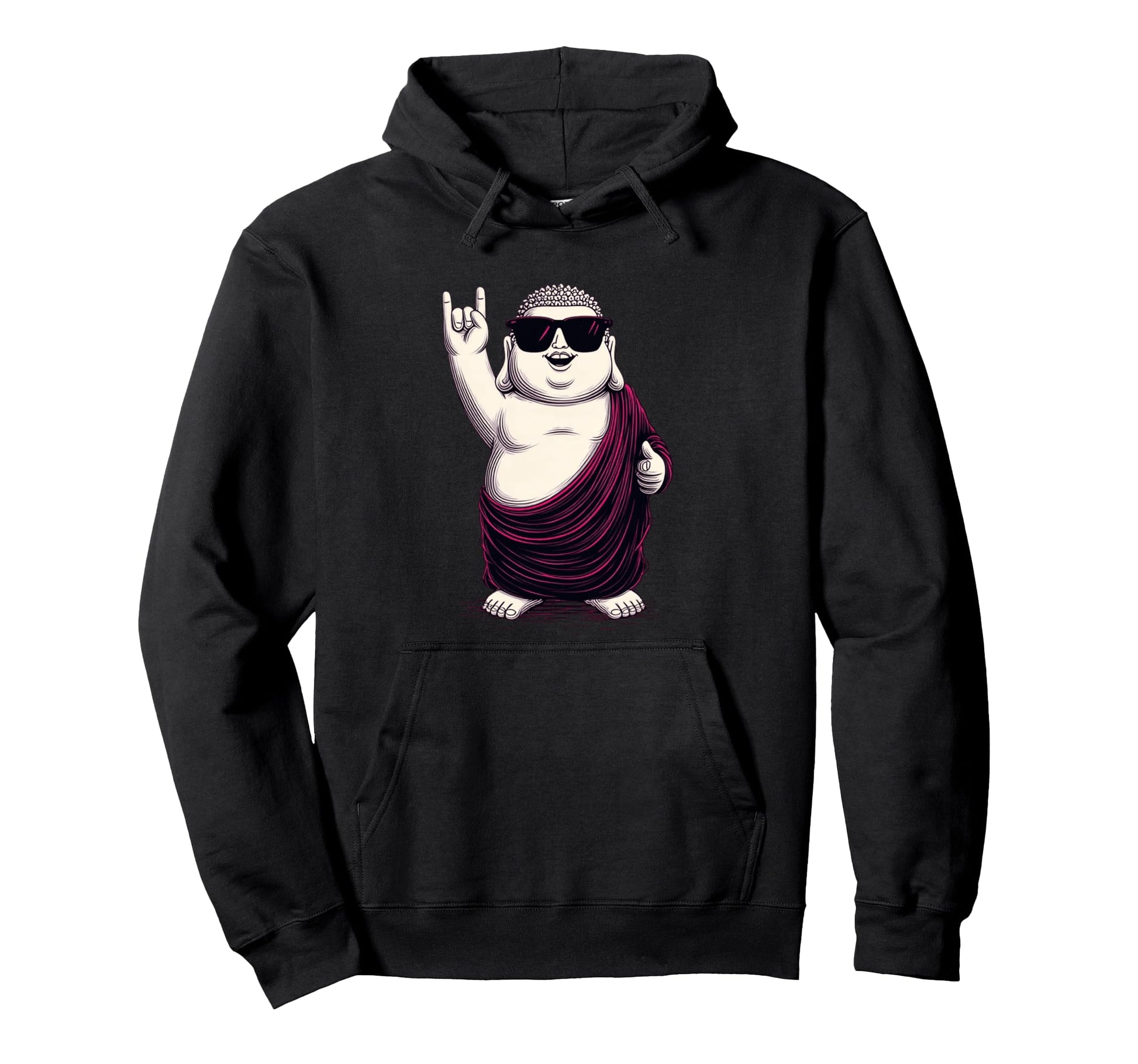 Funny Buddha Monk Rock Chill Hoodie - Aesthetic Graphic Men Women - T-Shirt, Sweatshirt, Hoodie