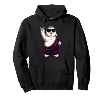 Funny Buddha Monk Rock Chill Hoodie - Aesthetic Graphic Men Women - T-Shirt, Sweatshirt, Hoodie