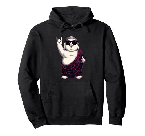 Funny Buddha Monk Rock Chill Hoodie - Aesthetic Graphic Men Women - T-Shirt, Sweatshirt, Hoodie