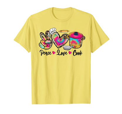 Peace Love Cooking Lunch Lady T-Shirt - Casual Everyday Wear for Adults - T-Shirt, Sweatshirt, Hoodie