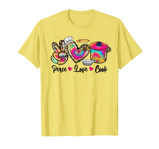 Peace Love Cooking Lunch Lady T-Shirt - Casual Everyday Wear for Adults - T-Shirt, Sweatshirt, Hoodie