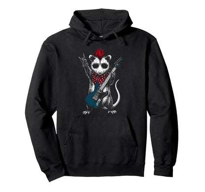 Funny Opossum Playing Guitar Usa Hoodie - Graphic Print for Adults - T-Shirt, Sweatshirt, Hoodie