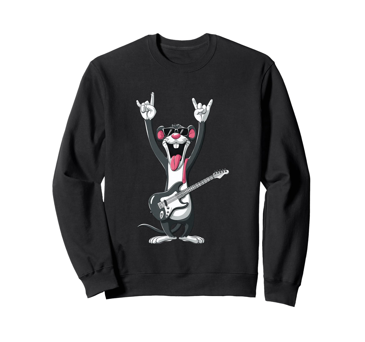 Funny Cartoon Rock Mouse Guitarist Sweatshirt - Novelty Apparel Unisex - T-Shirt, Sweatshirt, Hoodie