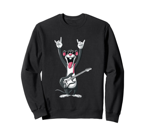 Funny Cartoon Rock Mouse Guitarist Sweatshirt - Novelty Apparel Unisex - T-Shirt, Sweatshirt, Hoodie