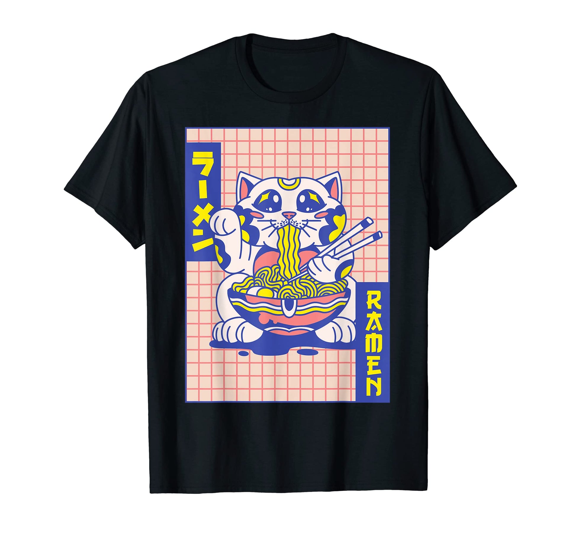 Maneki Neko Cat Ramen Noodles Japanese T-Shirt - Graphic Print Men Women - T-Shirt, Sweatshirt, Hoodie