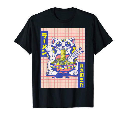 Maneki Neko Cat Ramen Noodles Japanese T-Shirt - Graphic Print Men Women - T-Shirt, Sweatshirt, Hoodie