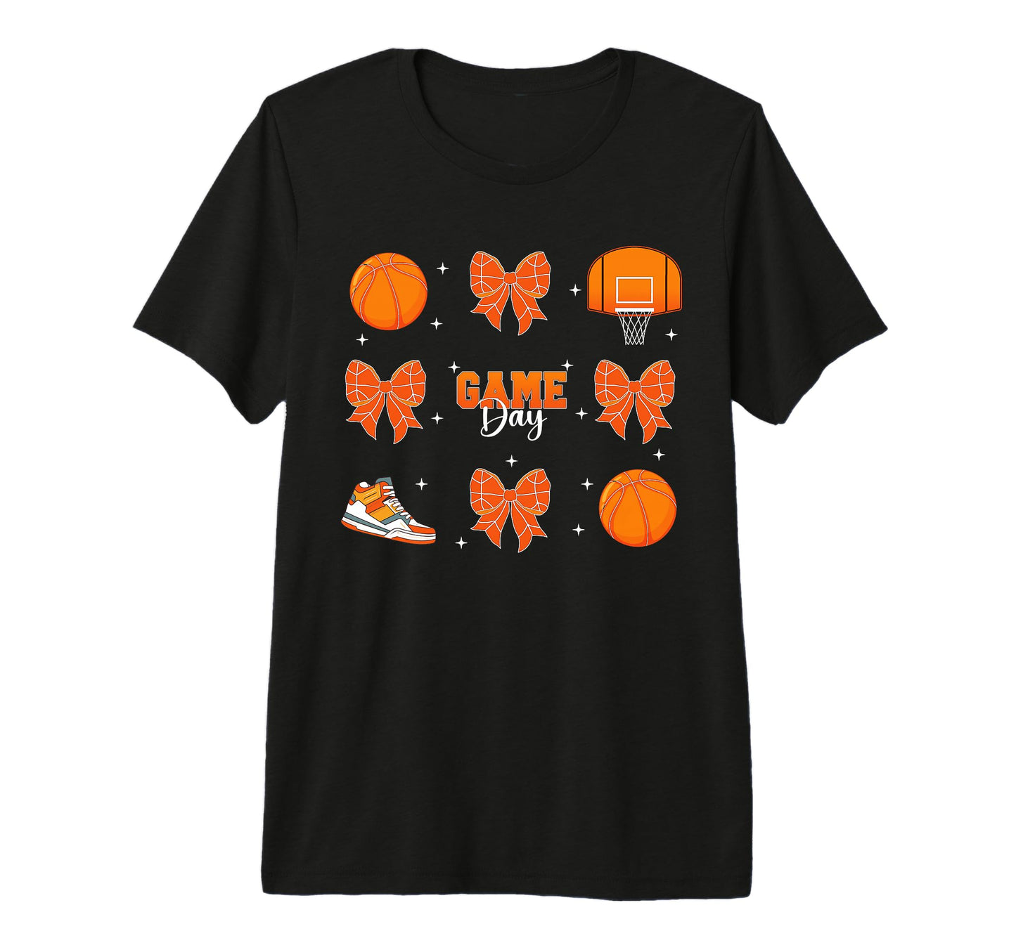 Coquette Basketball Bow Game Day Cheer T-Shirt - Custom Art Print Unisex - T-Shirt, Sweatshirt, Hoodie