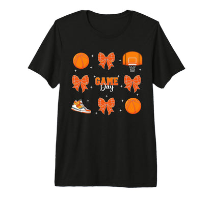 Coquette Basketball Bow Game Day Cheer T-Shirt - Custom Art Print Unisex - T-Shirt, Sweatshirt, Hoodie