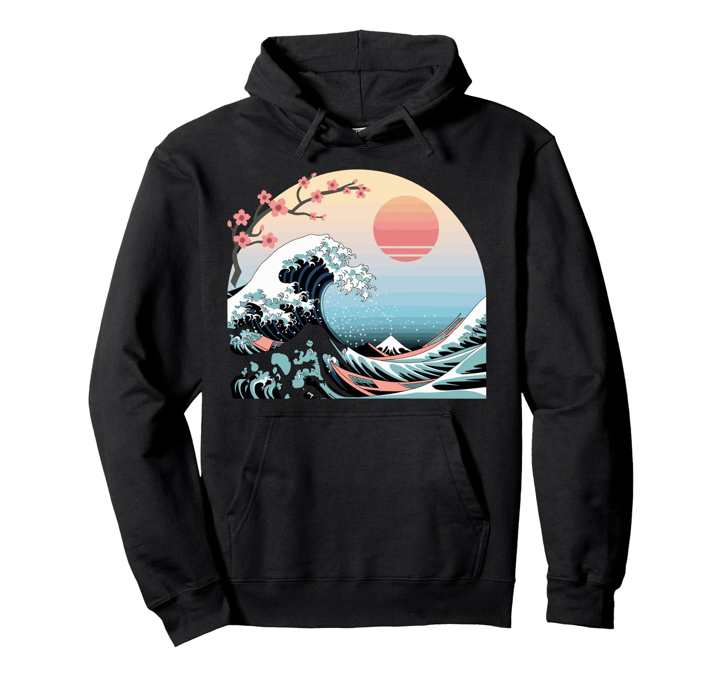 Big Wave Vaporwave Aesthetic 80S Hoodie - Casual Everyday Wear for Adults - T-Shirt, Sweatshirt, Hoodie