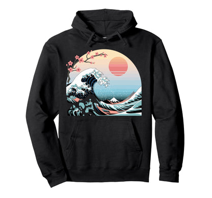 Big Wave Vaporwave Aesthetic 80S Hoodie - Casual Everyday Wear for Adults - T-Shirt, Sweatshirt, Hoodie