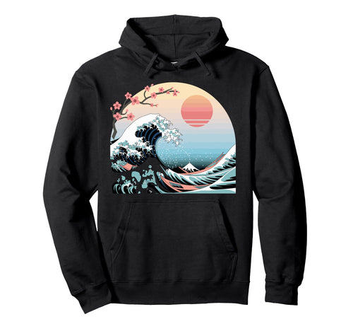Big Wave Vaporwave Aesthetic 80S Hoodie - Casual Everyday Wear for Adults - T-Shirt, Sweatshirt, Hoodie