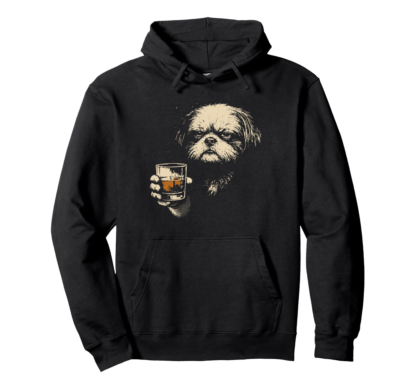 Shih Tzu Drinking Whiskey 90S Hoodie - Novelty Apparel Unisex - T-Shirt, Sweatshirt, Hoodie