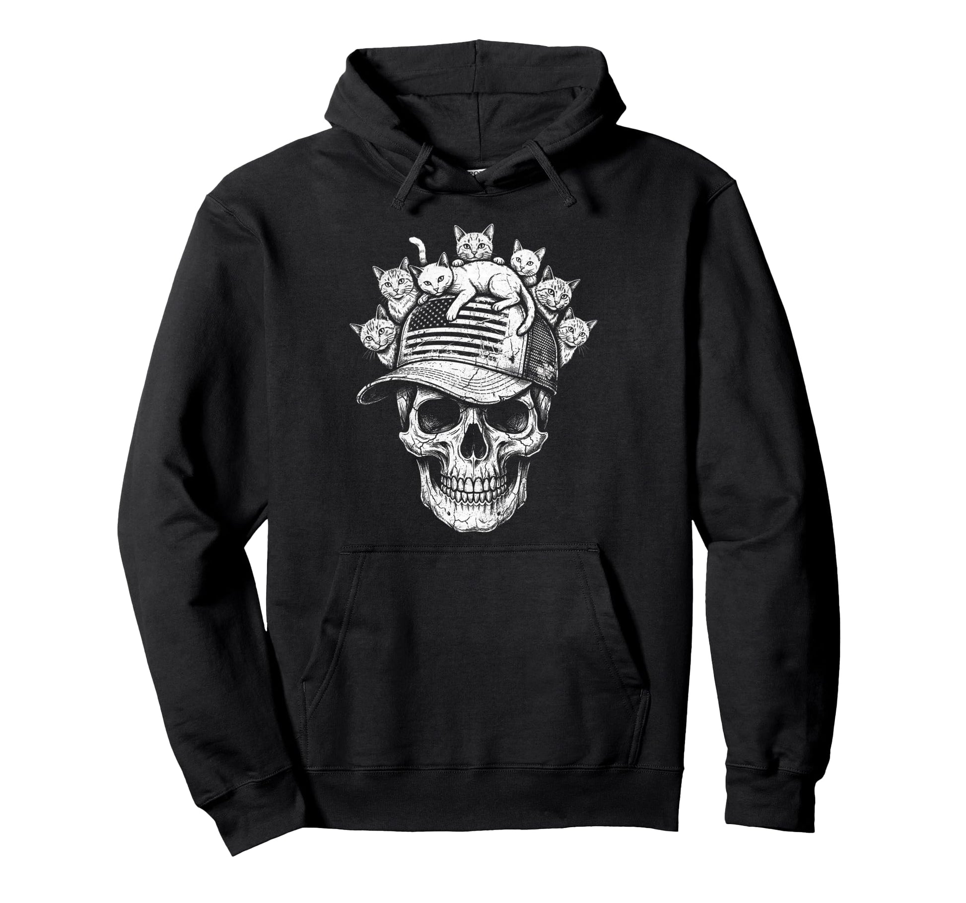 Skull Cat Skeleton Kitty Kitten Hoodie - Casual Everyday Wear Unisex - T-Shirt, Sweatshirt, Hoodie