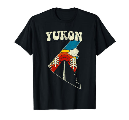 Yukon Province Rainbow Canada 70S Map T-Shirt - Novelty Apparel Men Women - T-Shirt, Sweatshirt, Hoodie