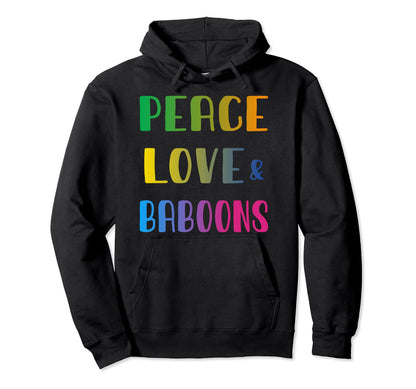 Peace Love Baboons Hoodie - Minimalist Print for Adults - T-Shirt, Sweatshirt, Hoodie