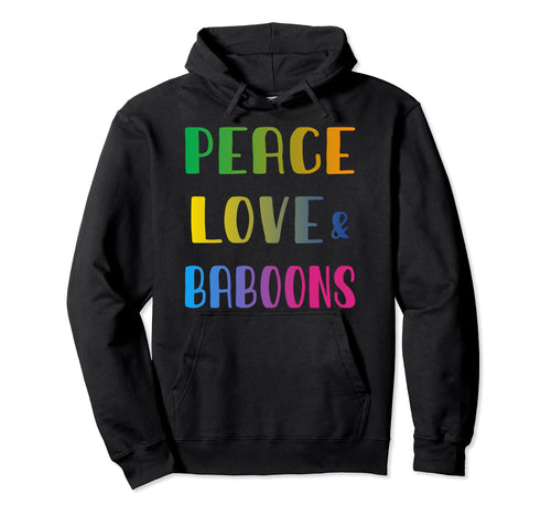 Peace Love Baboons Hoodie - Minimalist Print for Adults - T-Shirt, Sweatshirt, Hoodie