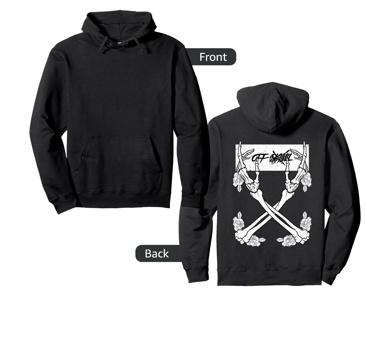 Off Skull Skeleton Backprint Hoodie - Casual Everyday Wear for Adults - T-Shirt, Sweatshirt, Hoodie